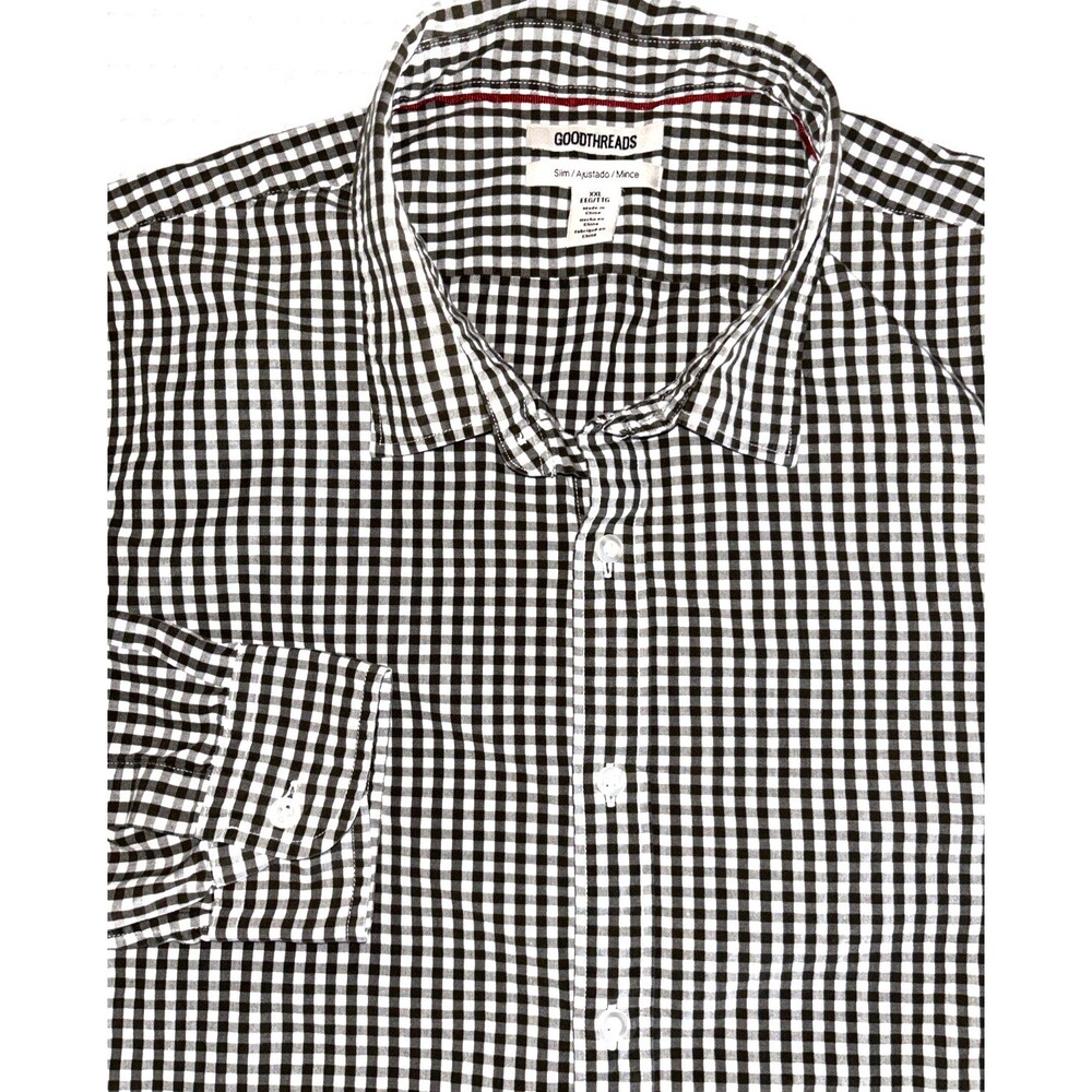 Goodthreads Shirt Men's XXL Slim Button-Dow Long Sleeve Gingham Shirt